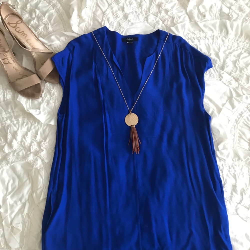 MADEWELL cobalt blue boho dress with pockets!